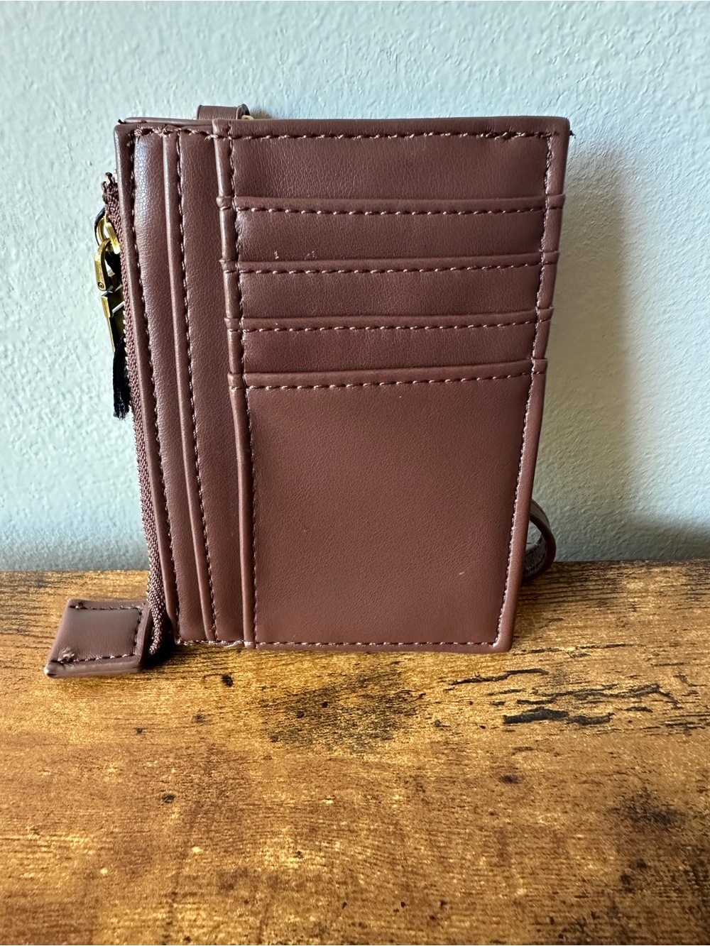 House of Harlow 1960 Burgundy Brown Faux Leather Card Holder Wallet Wristlet NWT - Picture 4 of 6